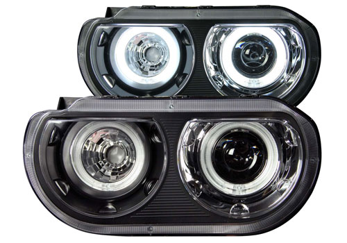Clear Lens Black Projector Headlights 08-14 Dodge Challenger - Click Image to Close