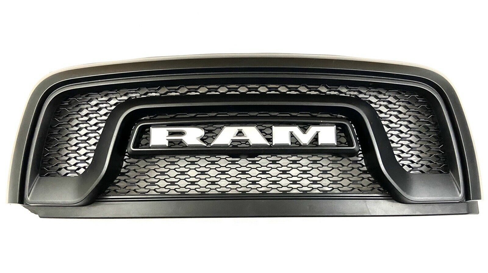 Matte Black Upper Grille For 2013-2019 Dodge Ram 1500 - Replacement Grille With Chrome Letters