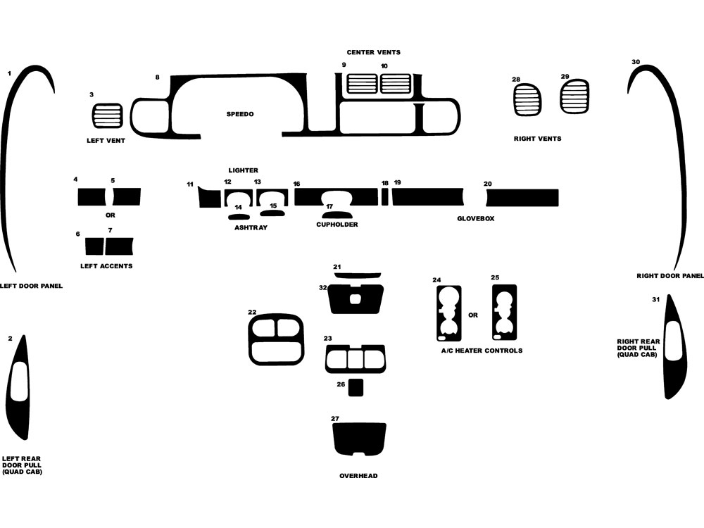 Custom Interior Dress Up Decal Kit 1998 2001 Dodge Ram